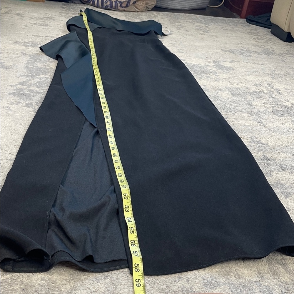 Halston Heritage Draped Column Gown Black Maxi Dress Ruffle Sz 4 - Picture 12 of 15